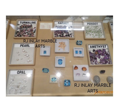 100% Genuine Stone I Handmade Antique Side Table Inlaid Semi Precious Gemstones - Picture 11 of 14