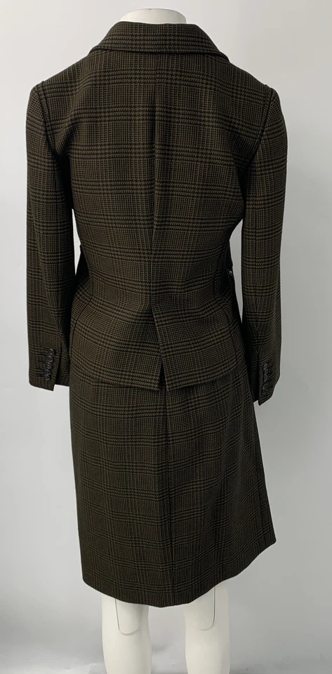Sonia Rykiel brown black wool houndstooth notch lapel skirt suit set sz 36/40 - Image 3 of 4