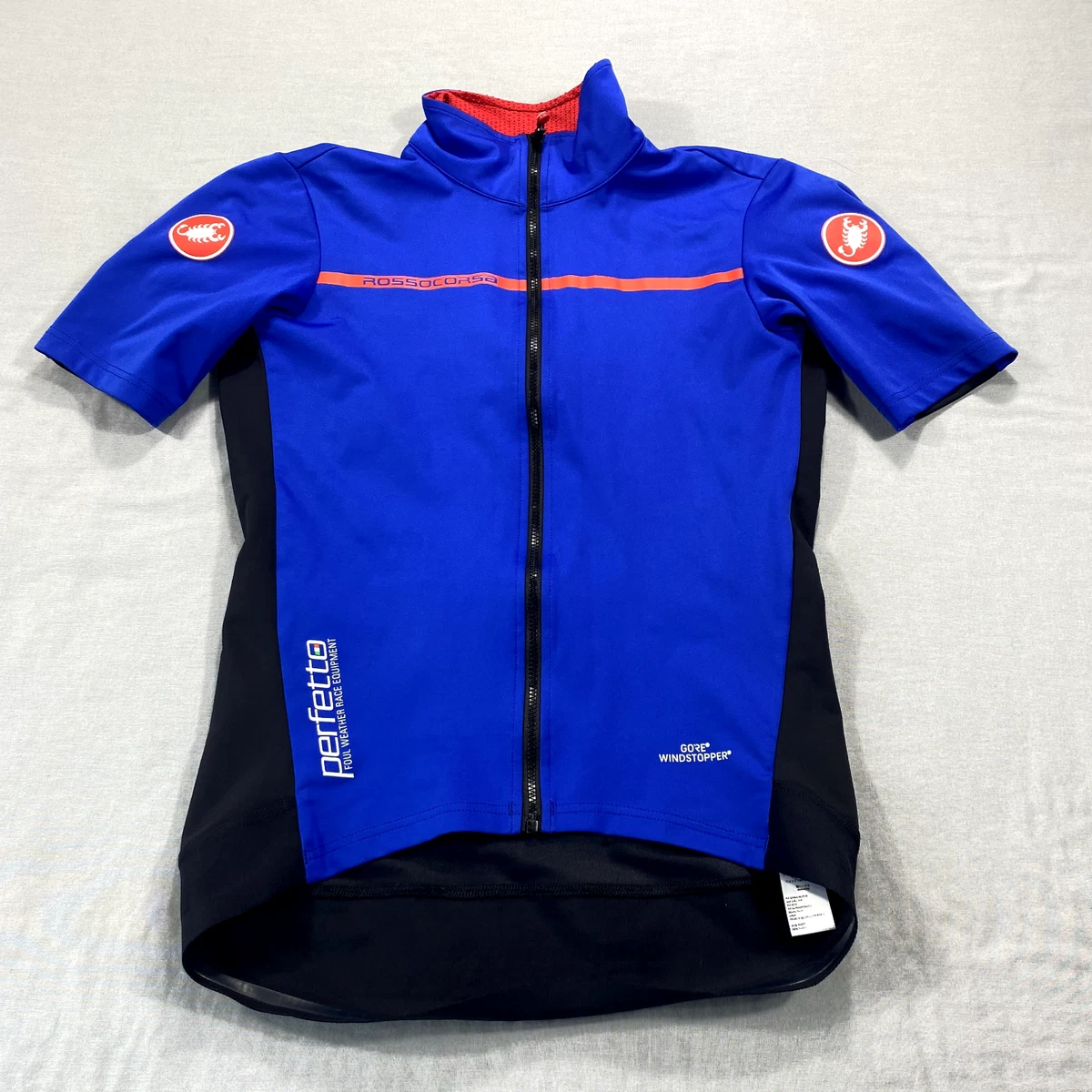Castelli Rosso Corsa Jersey Mens Small Blue Cycling Perfetto Gore