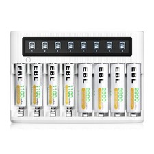 EBL 8 Bay AA AAA Battery Charger w/ 4x AA  4 AAA NiMH Rechargeable Batteries