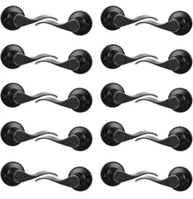 Probrico 20 Pack Matte Black Wave Style Dummy Door Levers New Case 10 L & 10 R