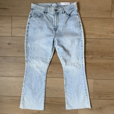 NWT Women s Loft High Waist Kick Crop Denim, Light Blue, 29/8 Frayed Hem