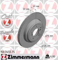2X Bremsscheibe Zimmermann 150.3455.75 2 Bremsscheiben FüR BMW