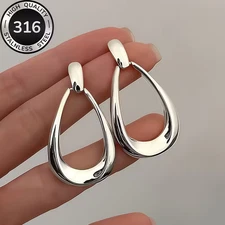 Stainless Steel Hypoallergenic Silver Drop Earrings