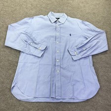 Ralph Lauren Dress Shirt Mens 16 34/35 Blue Check Button Down Long Sleeve