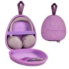 Hard Shell Headphone Case with Secure Strap and Cable Pocket for Purple