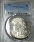 1881 Morgan Dollar Silver---- PCGS MS-64 Graded Coin ---- #811C