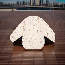 Lalo Long Sleeve Waterproof Smock Baby Bib Size 6 Mo to 24 Mo Grapefruit Print