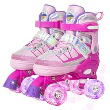 Roller Skates for Kids Boys Girls, Adjustable Quad Skates with Light Up Wheel...