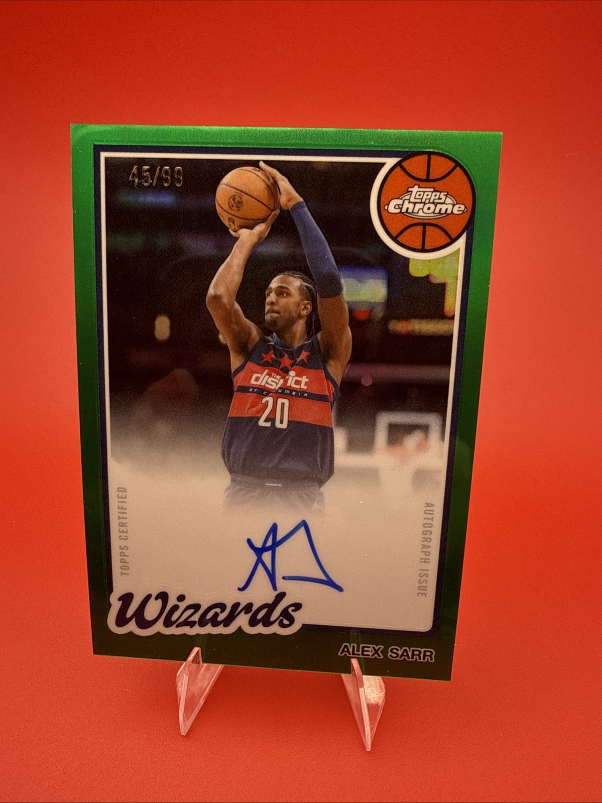 2025-26 Topps Chrome Update Alex Sarr Auto Top Certified 45/99 Wizards #80TBA-AS