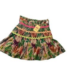 New Tags Entro Mini Skirt Med Jungle Tiered Ruched Beach Lined Floral Boho 64