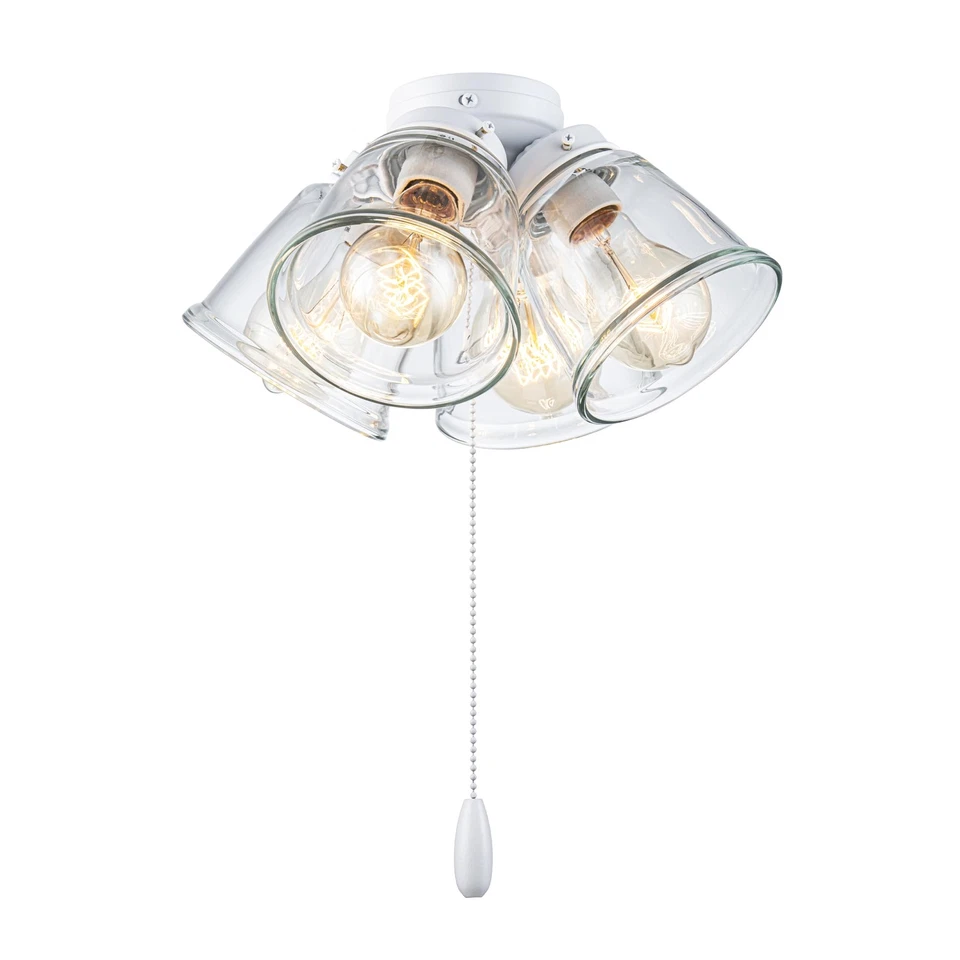 22018-1, Four-Light Ceiling Fan Light Kit with Pull Chain, Matte White Finish... - Image 2 of 4