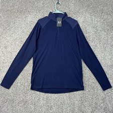 Under Armour 1/4 Zip Fleece Shirt Men's Medium Blue Lightweight Pullover New