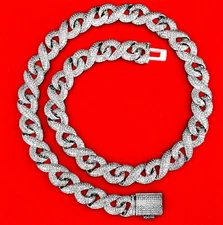 15MM Miami Cuban Infinity Link Chain – Iced A+++ Clear Rhinestones, White Gold