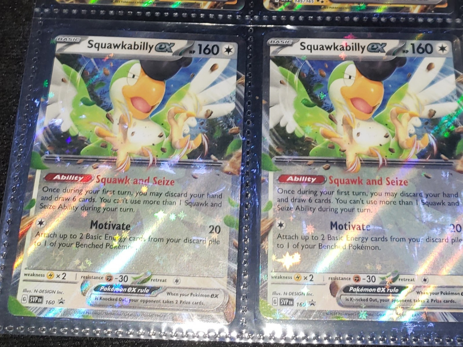 Squawkabilly ex SVP 160 Promo Holo English Pokemon TCG SVP Lot of 2 Cards