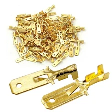 Baomain 1/4" Male Spade Quick Splice Crimp Terminals 6.3mm Gold 