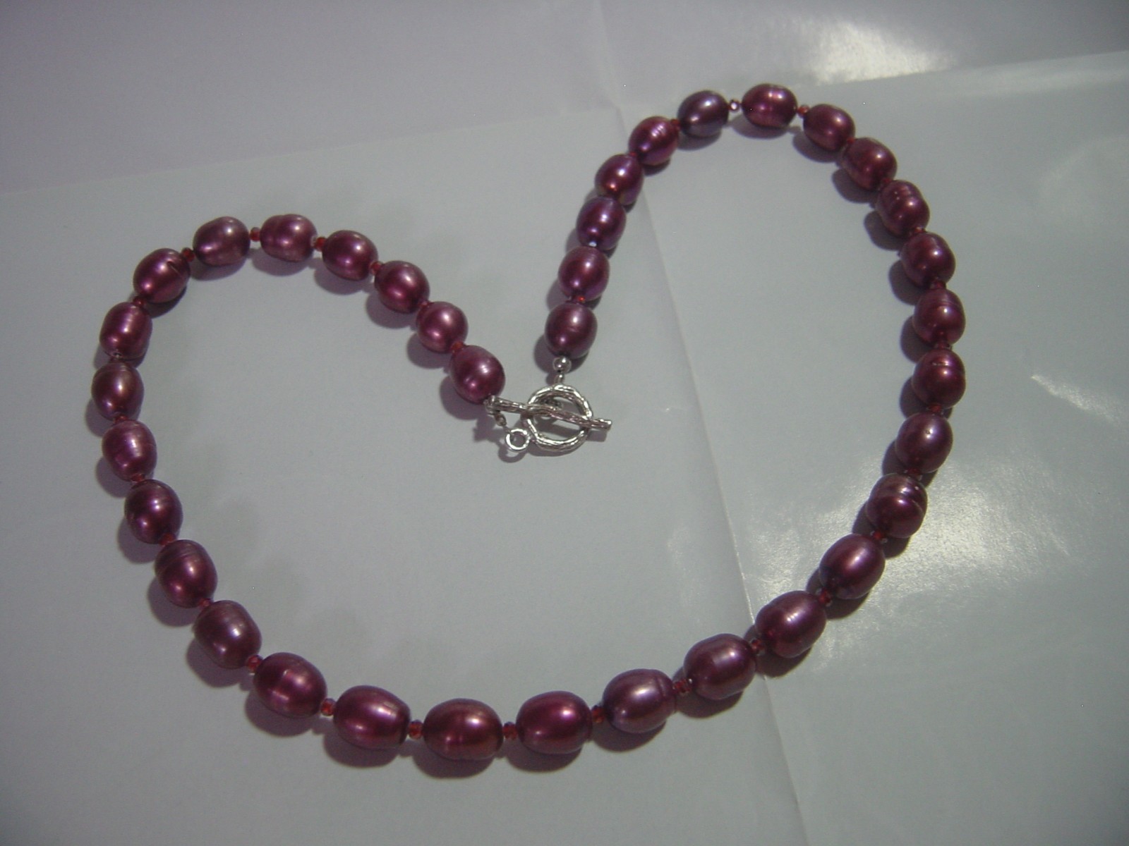 vintage SOLID SILVER-SUPERB large purple pearls& … - image 4