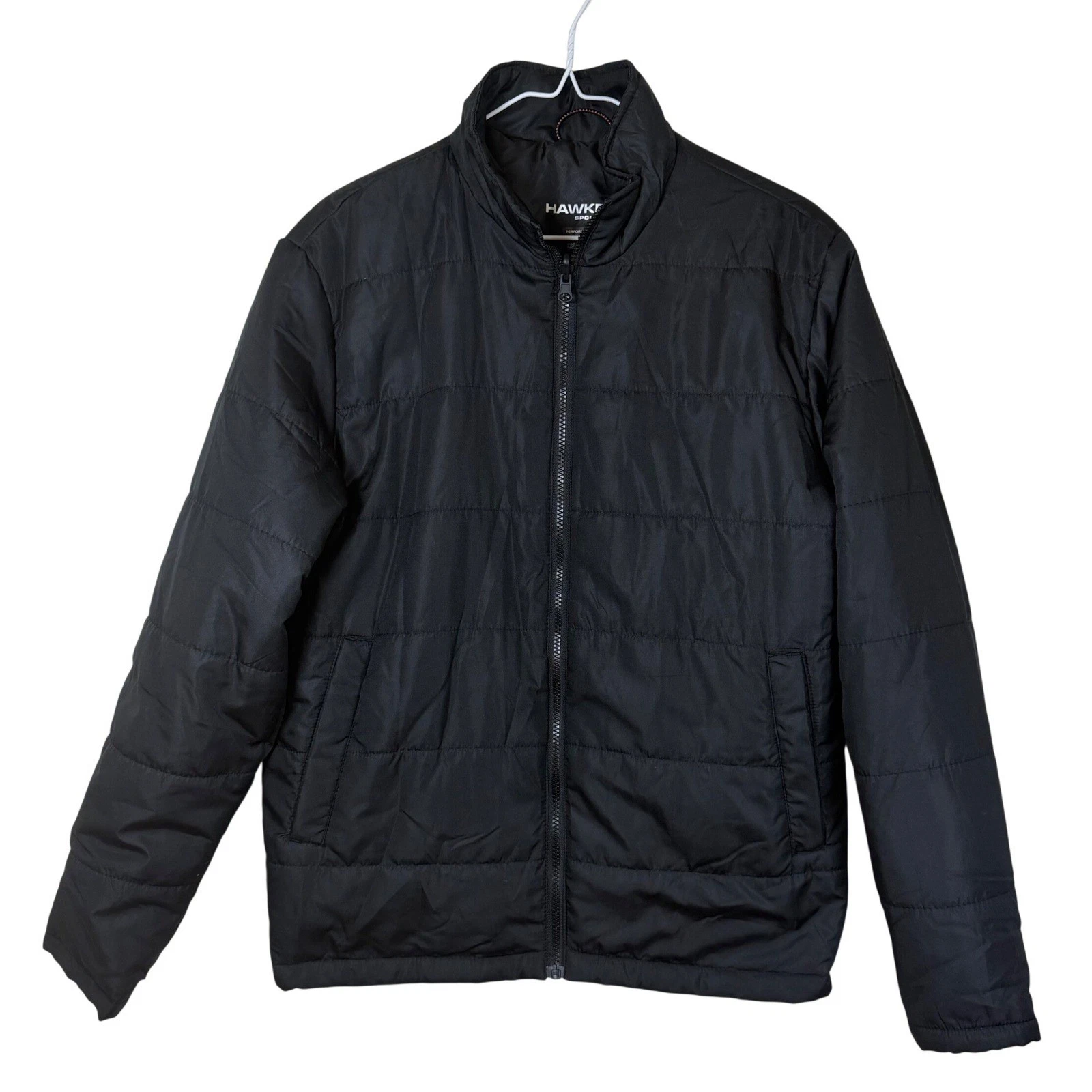 Hawke & Co Sport Puffer Jacket Men Size S Black HK Heat Thermal Insulated Zip