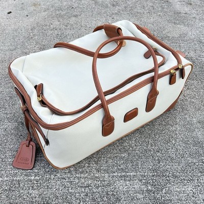 Bric's Firenze 2-Wheel 21'' Rolling Duffel Cabin Carry-On Leather Suitcase Cream