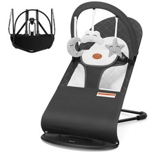 Portable Baby Bouncer Seat for Infants 0-18 Months with Toys - Dark Grey