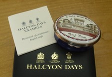 Boxed Halcyon Days Pump Room Bath 18thC Replica Enamel Box - 2 1/8"(5.25cms)