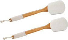 100 Natural Exfoliating Loofah with Long Wooden Handle Shower Back Brush