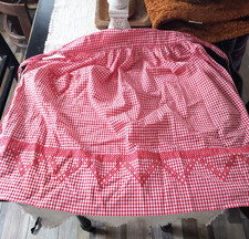 Set of 2 Vintage 50s Hand Made Half Aprons Gingham Checked Cross Stitch Pocket