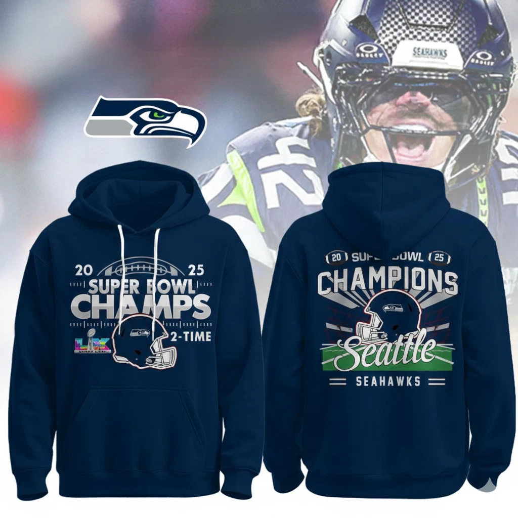 Seattle Seahawks SBowl 2025 2-Time Blue T-Shirt