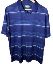 Ben Hogan Performance Golf Polo Shirt Mens Sz L Short Sleeve Striped Blue