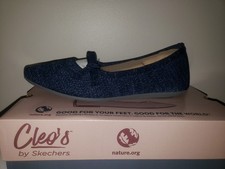 Skechers Cleo Point Vegan Washable Bow Flats Size 5M Navy