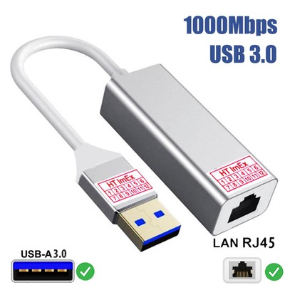 Silber USB 3.0 Gigabit LAN LINK ACT RJ45 Adapter Netzwerk 100/1000Mbps Ethernet