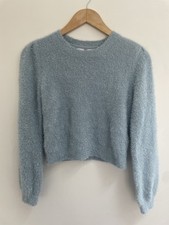 Gap Kids Girls Sparkly Tinsel Soft Nylon Blend Rib-Knit Pullover Sweater Blue XL