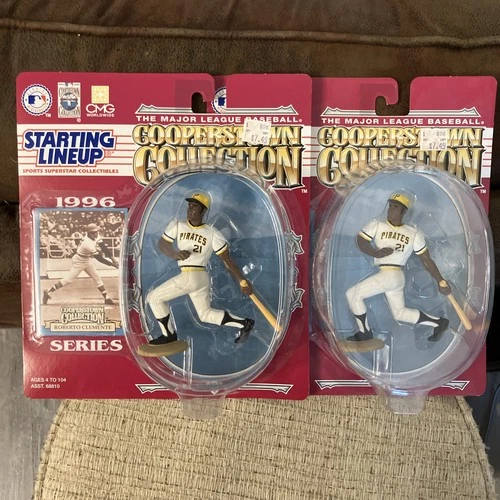 LOT x2 1996 Starting Lineup Roberto Clemente Pirates Cooperstown Figure NIB
