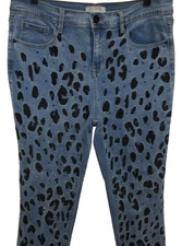 DG2 DIANE GILMAN MEDIUM WASH SEQUN DENIM JEANS WOMENS SIZE 14