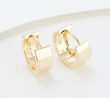 Italian Silver Polished Huggie Hoop Earrings Gold-Over Sterling Silver