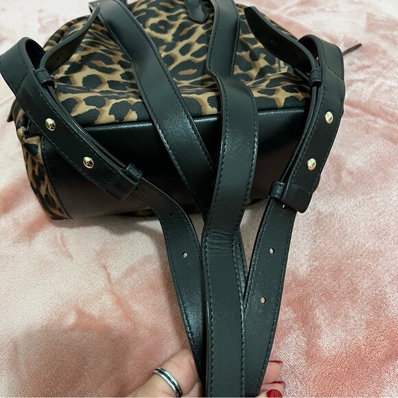 Jimmy Choo Candice Onyp Nylon Leather Black / Brown Leopard Women
