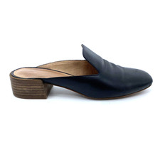 Women  s 7 MADEWELL Willa Loafer Mules Flats Slip On Black Leather Shoes J8285