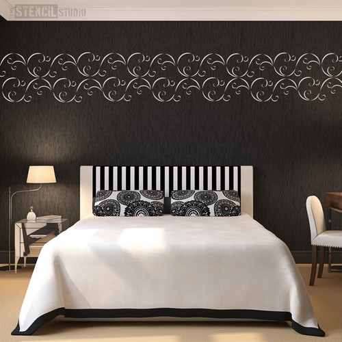 Swirl Border Reusable Home Decor Wall Stencil DIY Projects The Stencil Studio - Picture 14 of 18