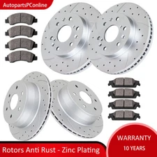 Drilled Front Rear Brake Rotors and Pads Brakes for Chevy Suburban Tahoe YukonXL