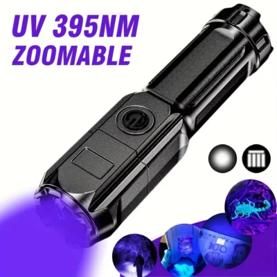 Lampe Torche de poche rechargeable LED UV blacklight Lumière noire Ultraviolet - Photo 1/4