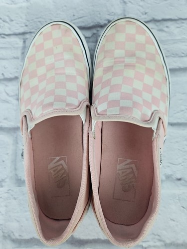 Women’s Size 8 VANS Pink/White Checkered Slip On Shoes - Picture 6 of 8