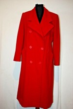 Vtg Authentic Mackintosh Long Red Pea Coat 100% Pure Wool Sz 10 Usa Made