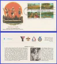 USA4 #2160-63 U/A FLEETWOOD FDC BL4  International Youth Year Boy Scouts