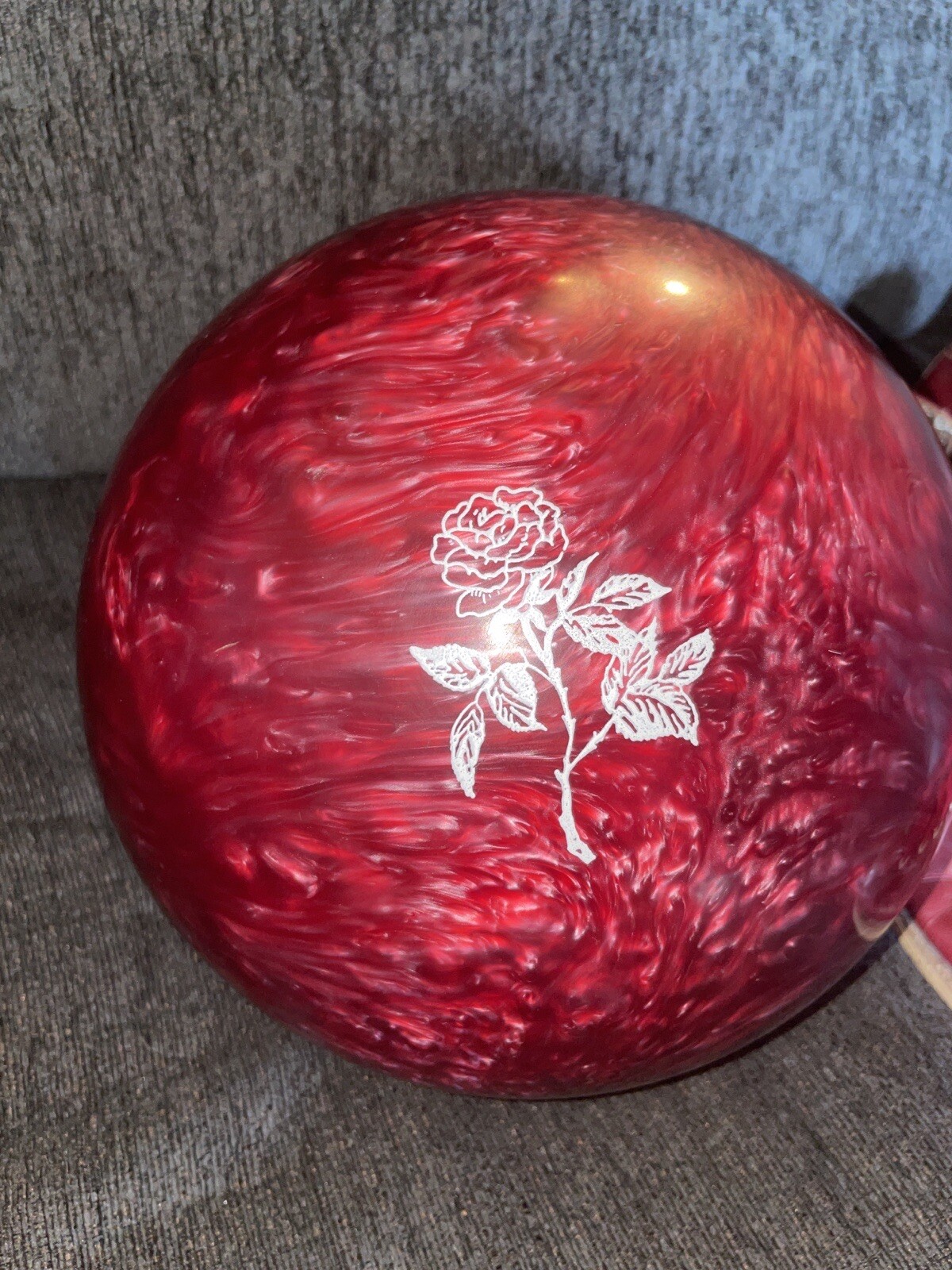 Vintage Lady Ebonite Bowling Ball Urethane Gyro I Red Rose 12lbs. 4