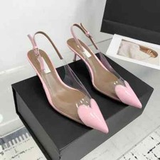 Summer Women Temperament PVC Pointed Toe High Heels Sandals Slingbacks Pumps