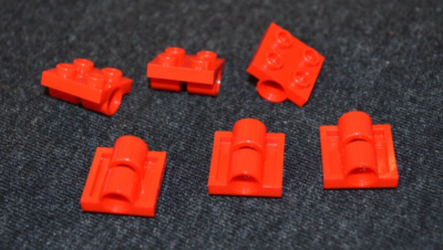 6) 2x2 Red Technic Plate w/ 2 Connector Under ~ New Lego Parts