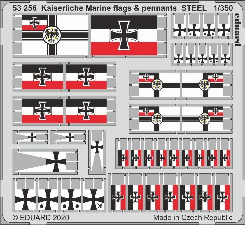 MW22 EDUARD 53256 KAISERLISCHE MARINE FLAGS & PENNANTS STEEL 1/350 PE SET for