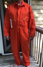 Walls Coveralls Mens 54R Orange Jumpsuit Long Sleeve Zip Pockets NWT Hunting