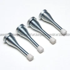4 pcs SPRING DOOR STOPPER STOPS Stop Nickel Finish Screw-On Doorstop Rubber Cap