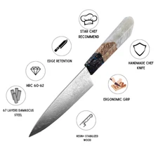 Japanese Chef Knife 5.5" Petty Knife Stainless Damascus Utility Kitchen Custom